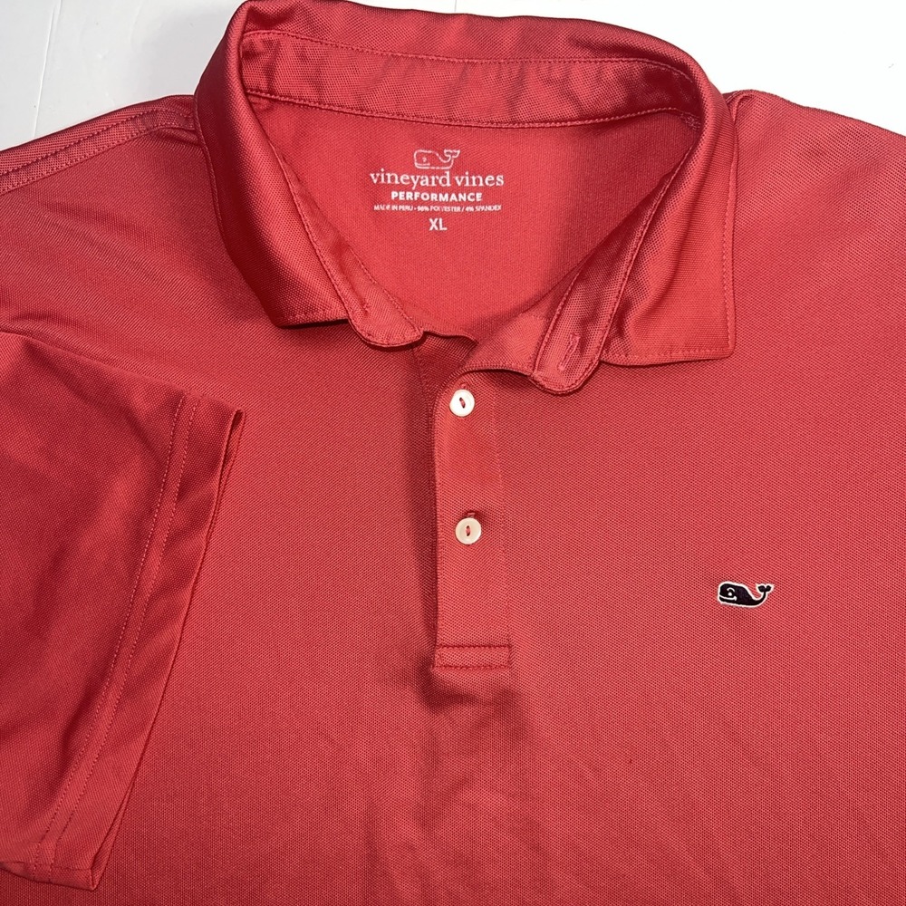 Vineyard Vines Shirt Men's XL Pink/Coral Performance‎ Polo Blue Whale Preppy